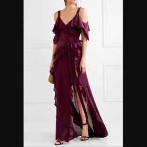 Elie Saab plum maxi silk evening dress